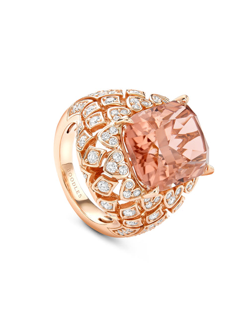 Secret Garden Waterlily Peach Tourmaline Rose Gold Ring