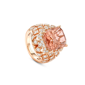 Secret Garden Waterlily Peach Tourmaline Rose Gold Ring