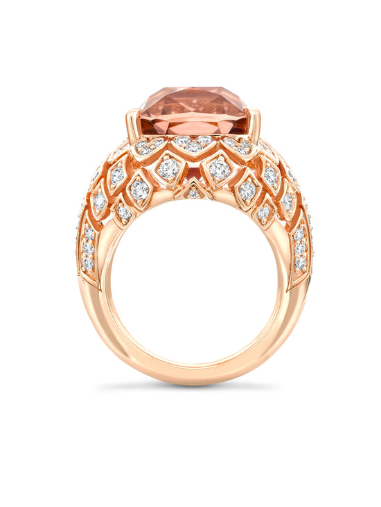Secret Garden Waterlily Peach Tourmaline Rose Gold Ring