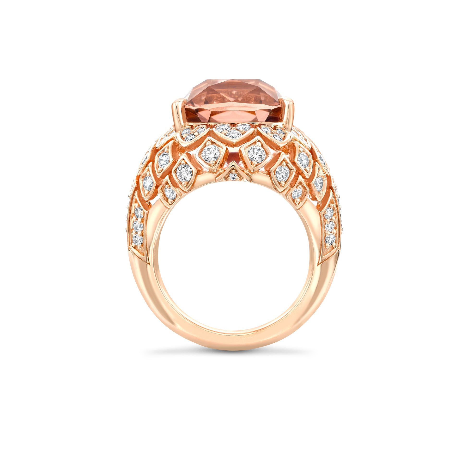 Secret Garden Waterlily Peach Tourmaline Rose Gold Ring