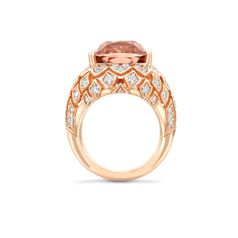Secret Garden Waterlily Peach Tourmaline Rose Gold Ring