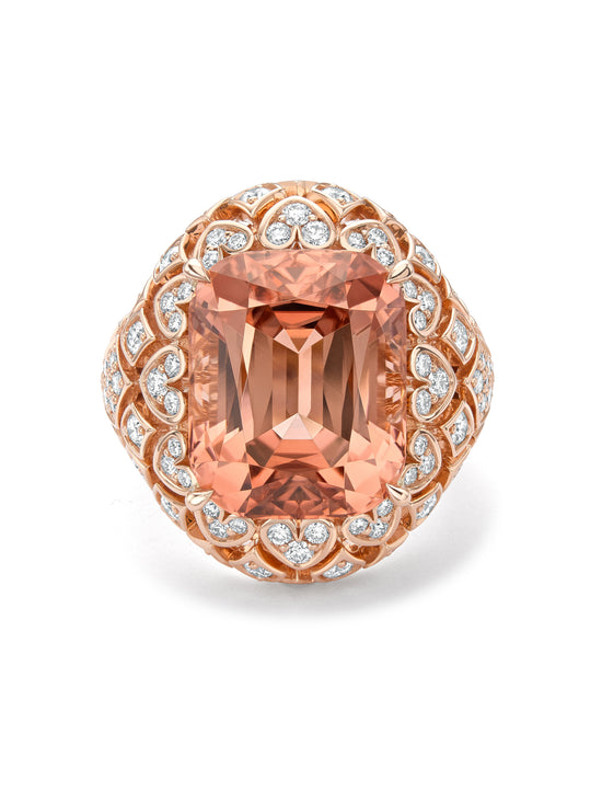 Secret Garden Waterlily Peach Tourmaline Rose Gold Ring