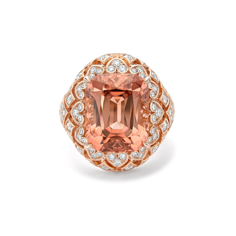 Secret Garden Waterlily Peach Tourmaline Rose Gold Ring