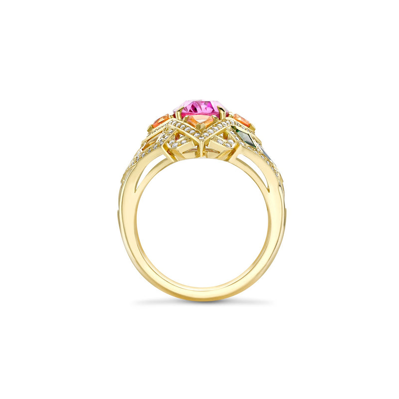 A Family Journey Barcelona Pink Sapphire Yellow Gold Ring