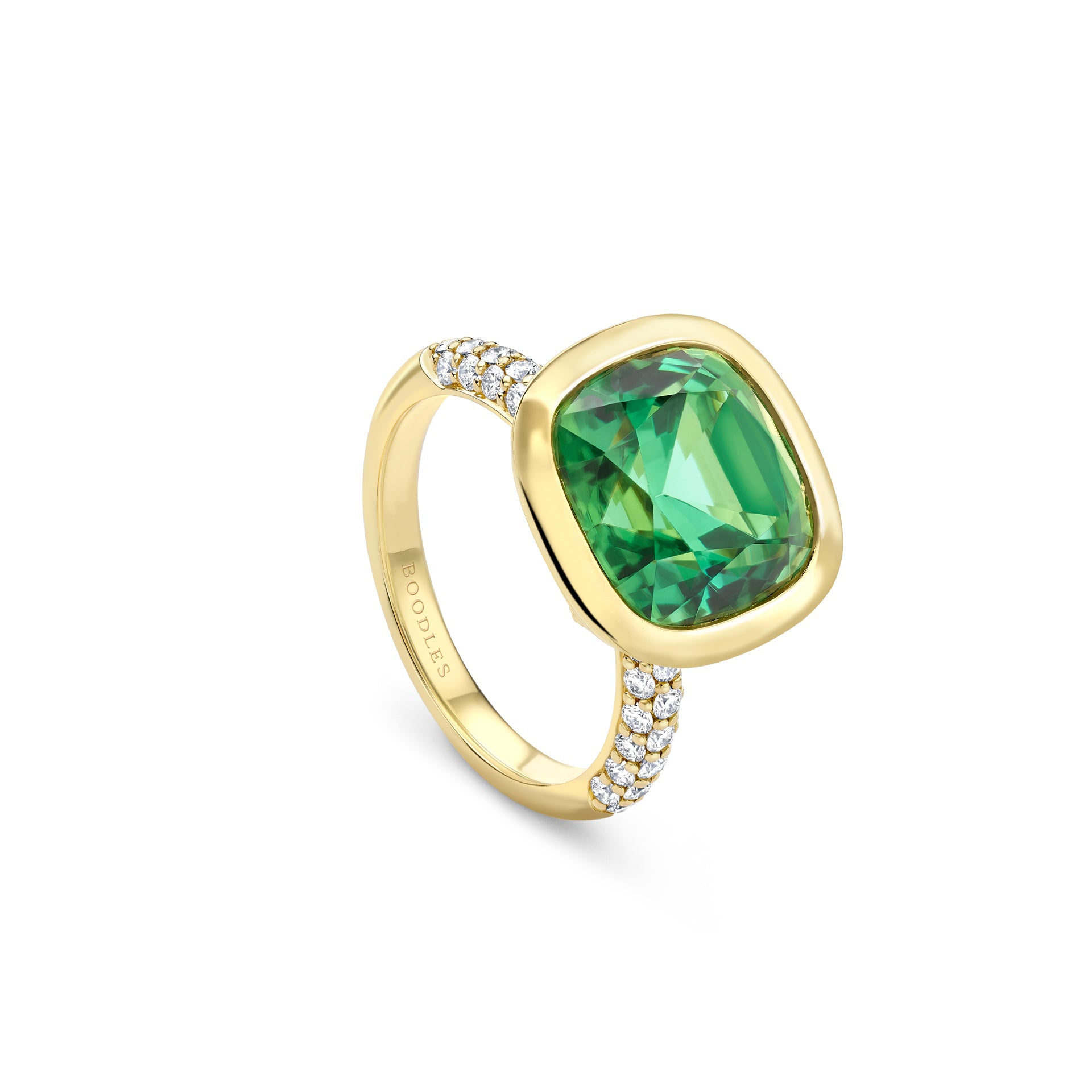 Florentine Green Tourmaline Yellow Gold Ring