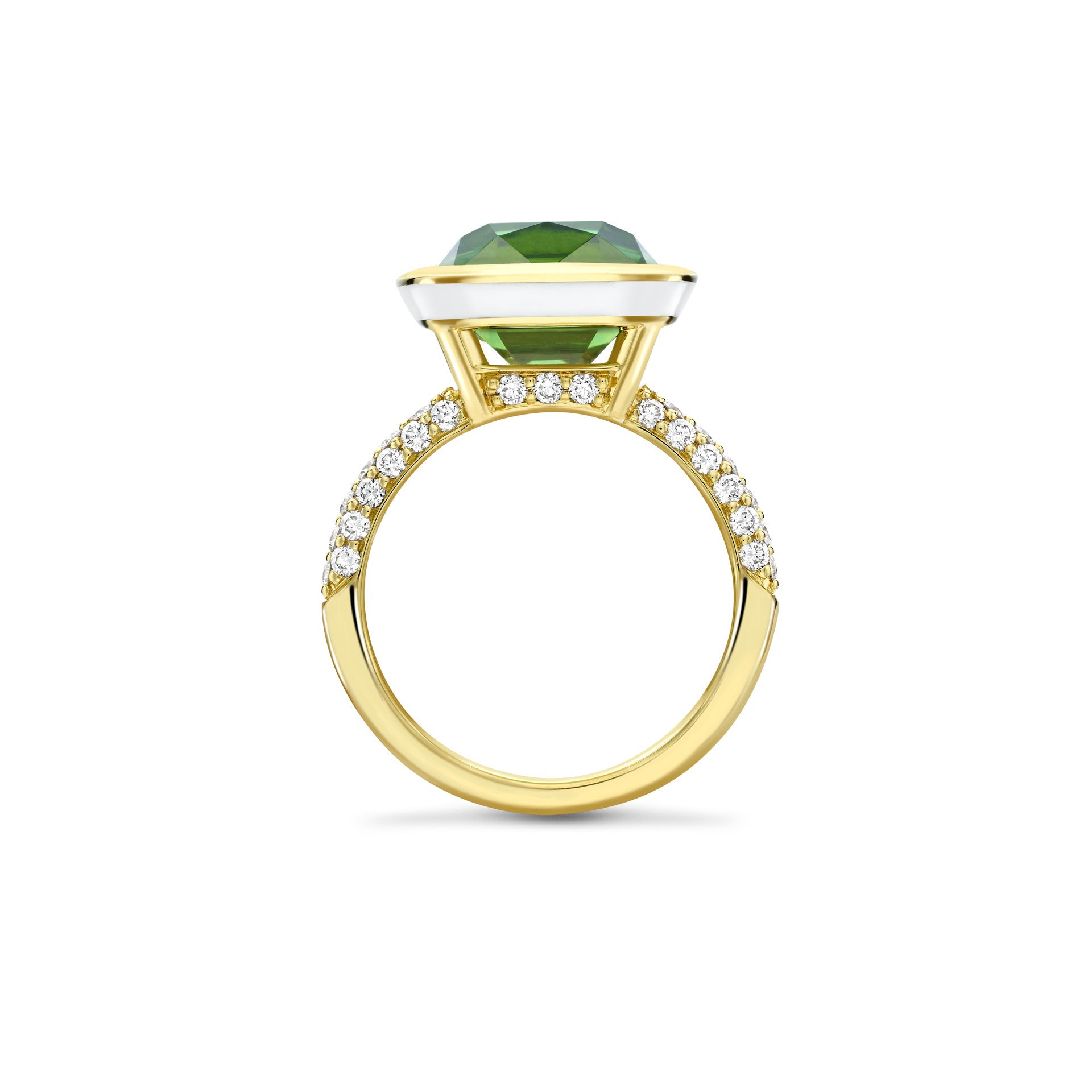 Florentine Green Tourmaline Yellow Gold Ring