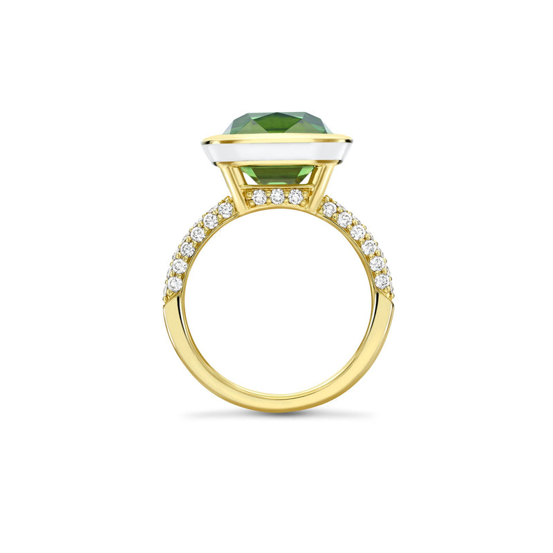 Florentine Green Tourmaline Yellow Gold Ring