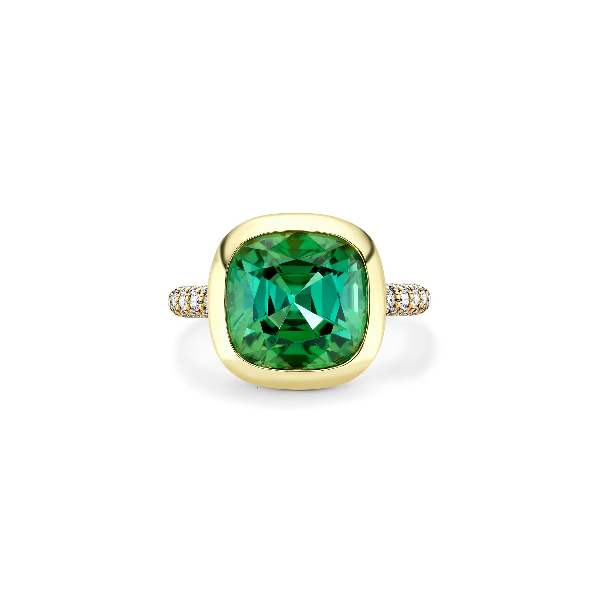 Florentine Green Tourmaline Yellow Gold Ring