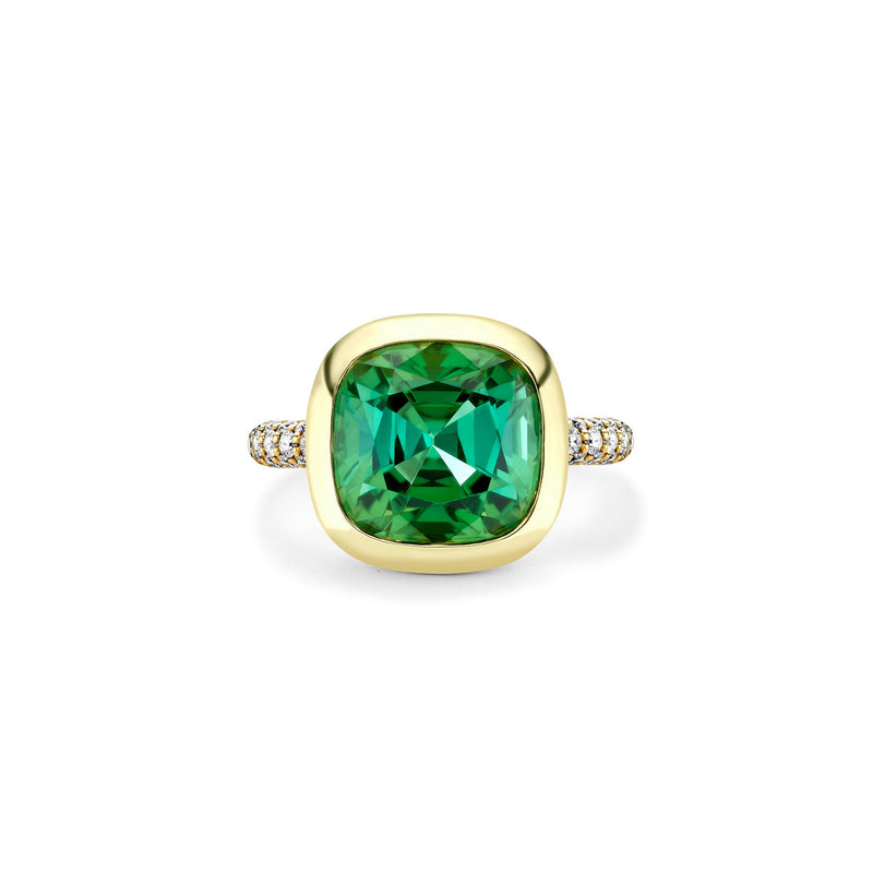 Florentine Green Tourmaline Yellow Gold Ring