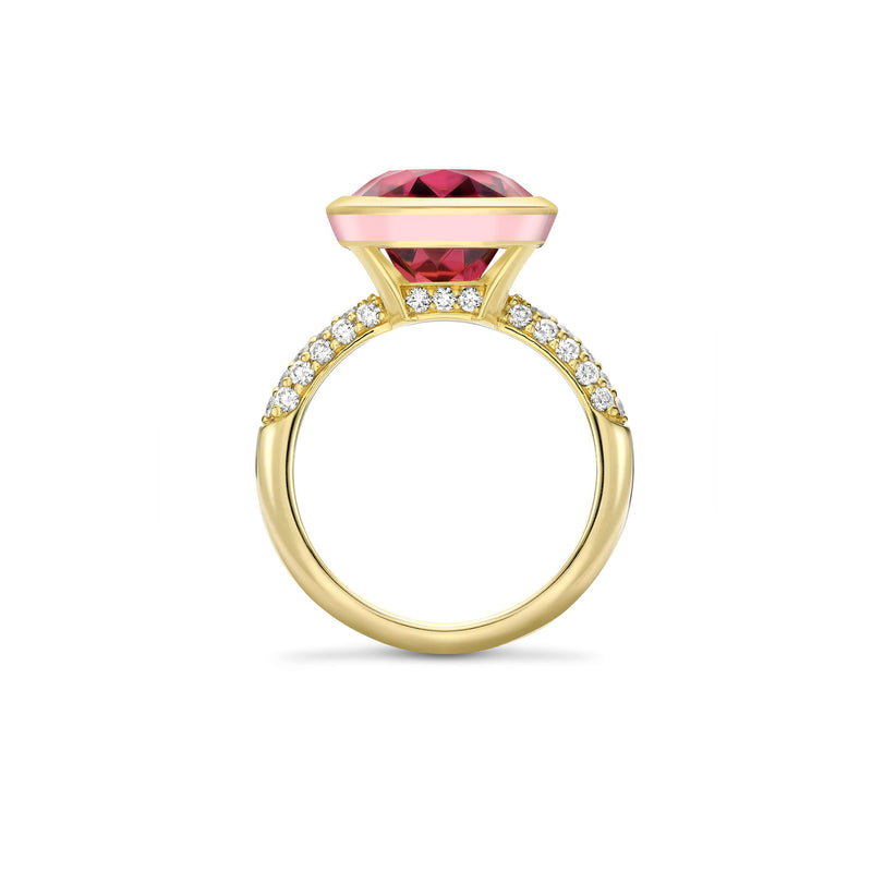 Florentine Dolce Vita Pink Tourmaline Yellow Gold Ring