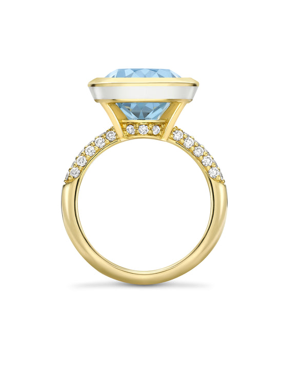Florentine Dolce Vita Oval Aquamarine Yellow Gold Ring