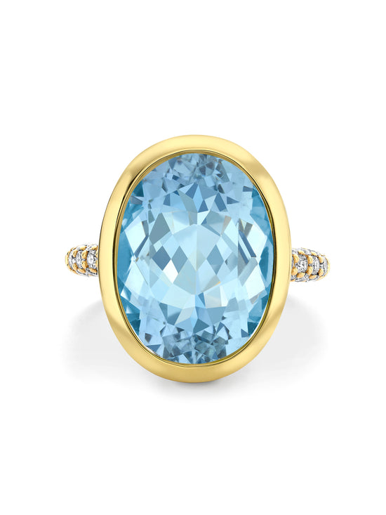 Florentine Dolce Vita Oval Aquamarine Yellow Gold Ring