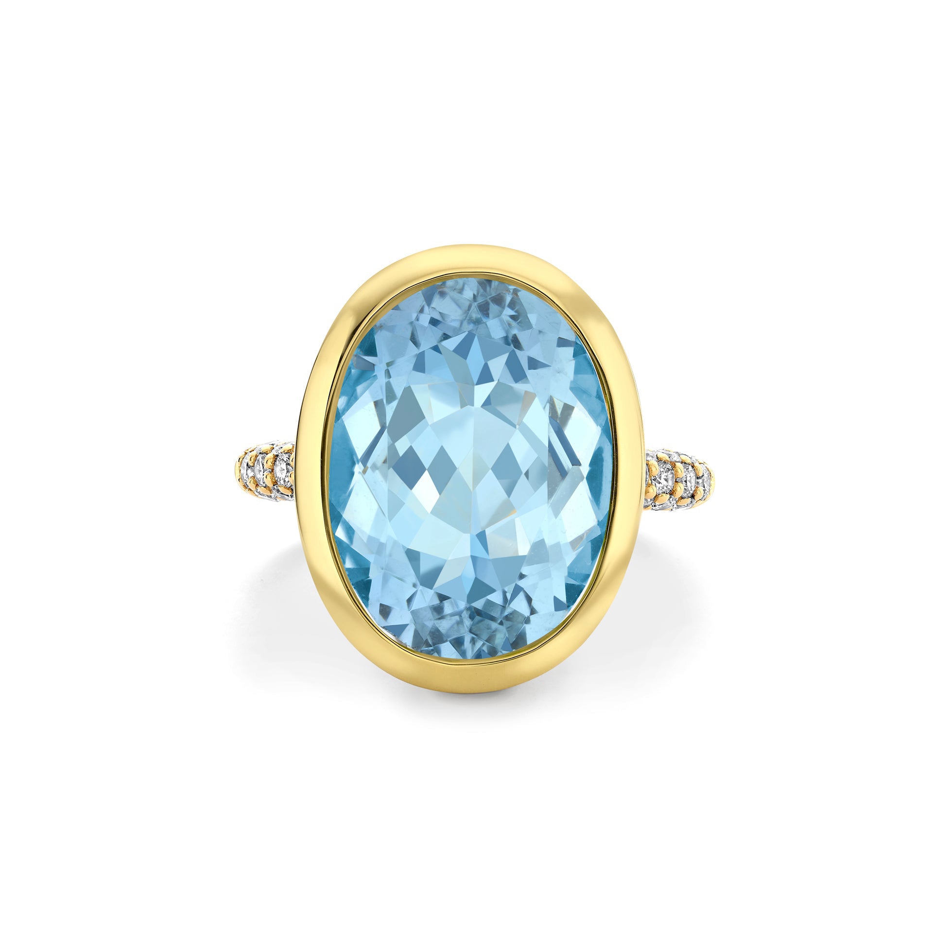 Florentine Dolce Vita Oval Aquamarine Yellow Gold Ring