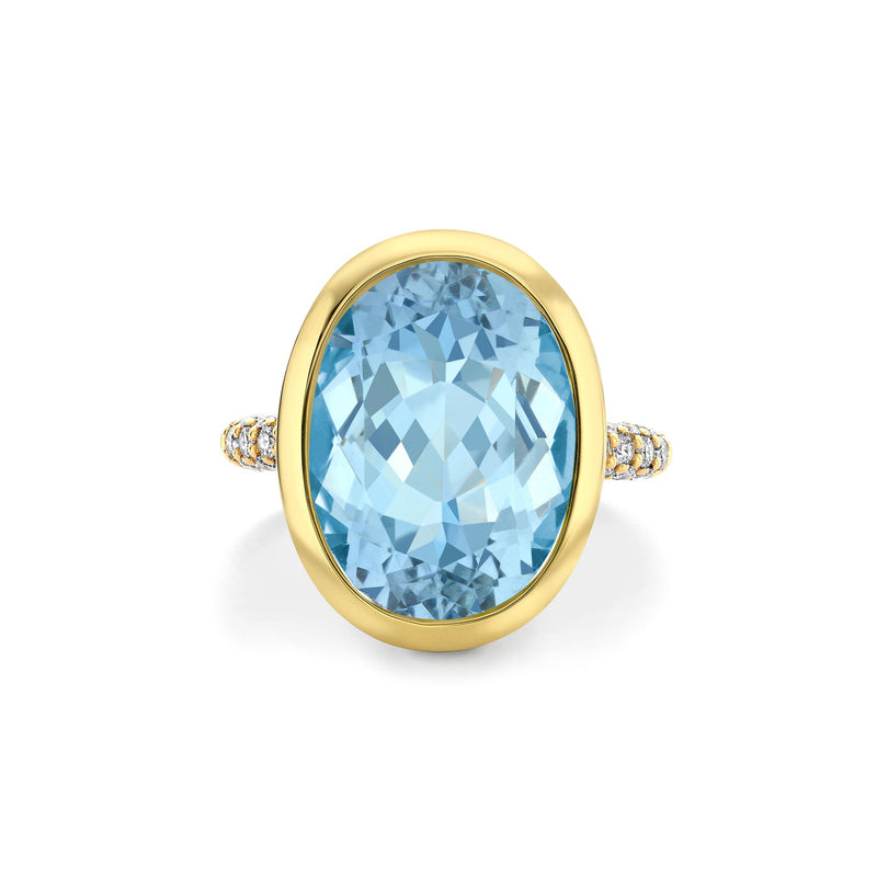 Florentine Dolce Vita Oval Aquamarine Yellow Gold Ring