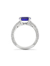 Classic Cushion Tanzanite Diamond Band Platinum Ring