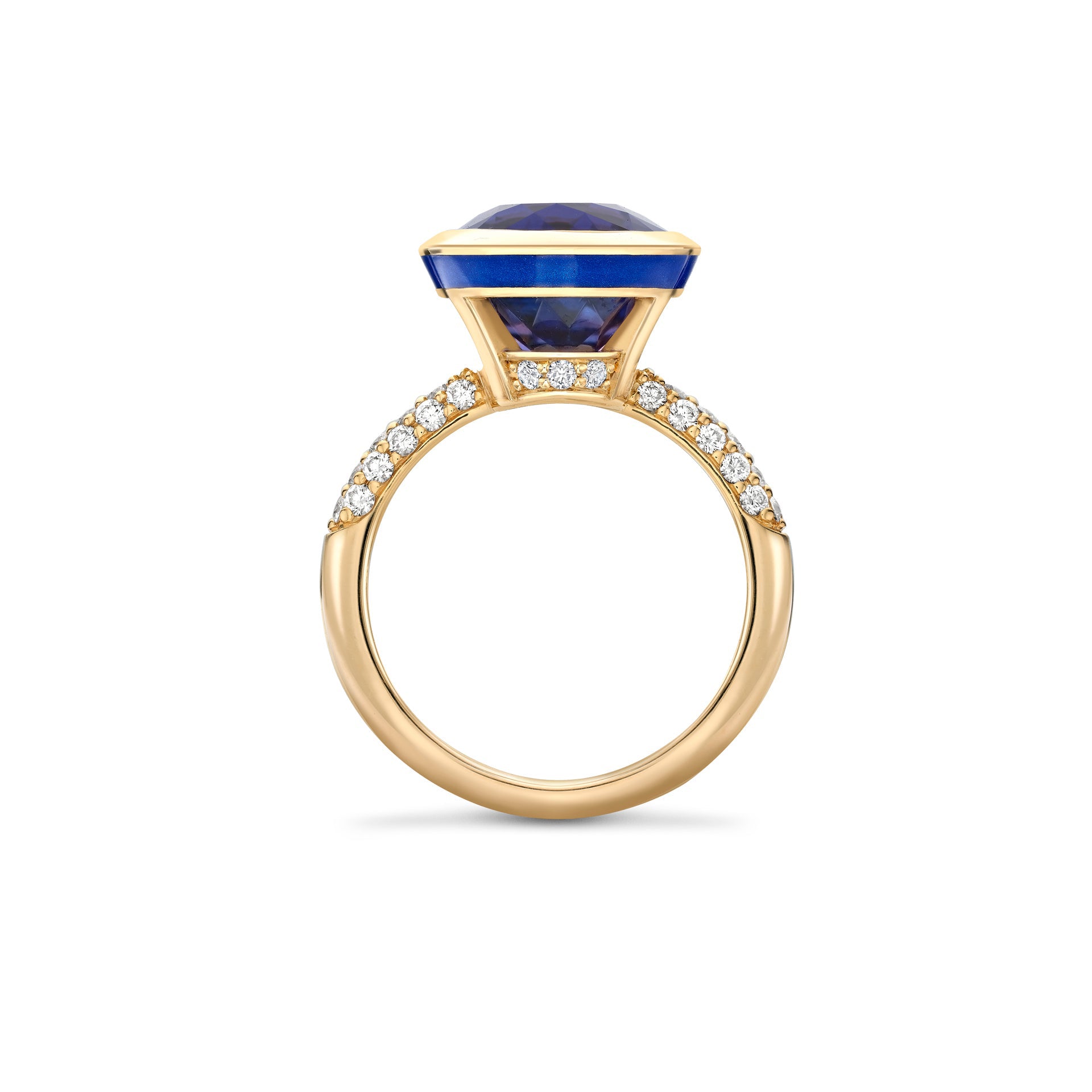 Florentine Dolce Vita Oval Tanzanite Yellow French Gold Ring