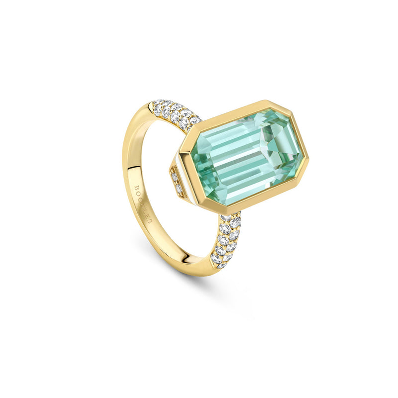 Florentine Dolce Vita Mint Green Tourmaline Yellow Gold Ring