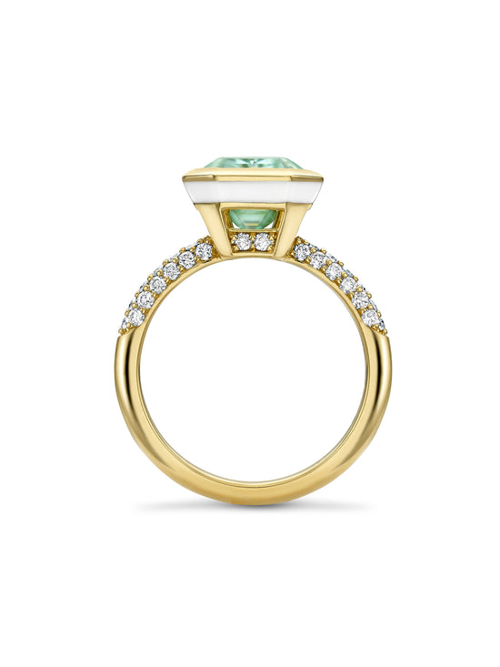 Florentine Dolce Vita Mint Green Tourmaline Yellow Gold Ring