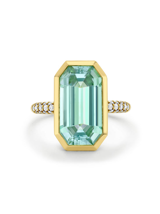 Florentine Dolce Vita Mint Green Tourmaline Yellow Gold Ring