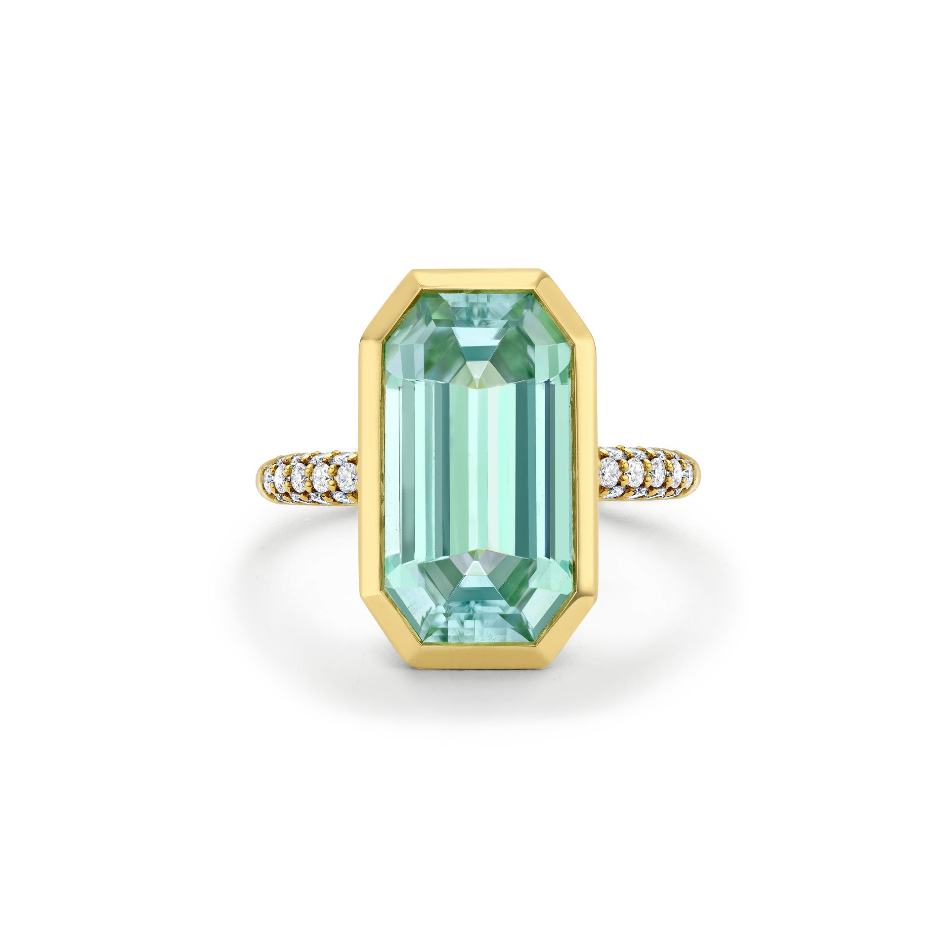 Florentine Dolce Vita Mint Green Tourmaline Yellow Gold Ring