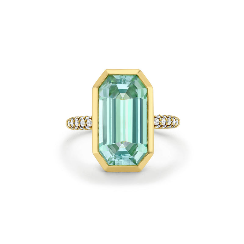 Florentine Dolce Vita Mint Green Tourmaline Yellow Gold Ring