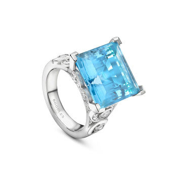 A Family Journey Geneva Aquamarine Platinum Ring