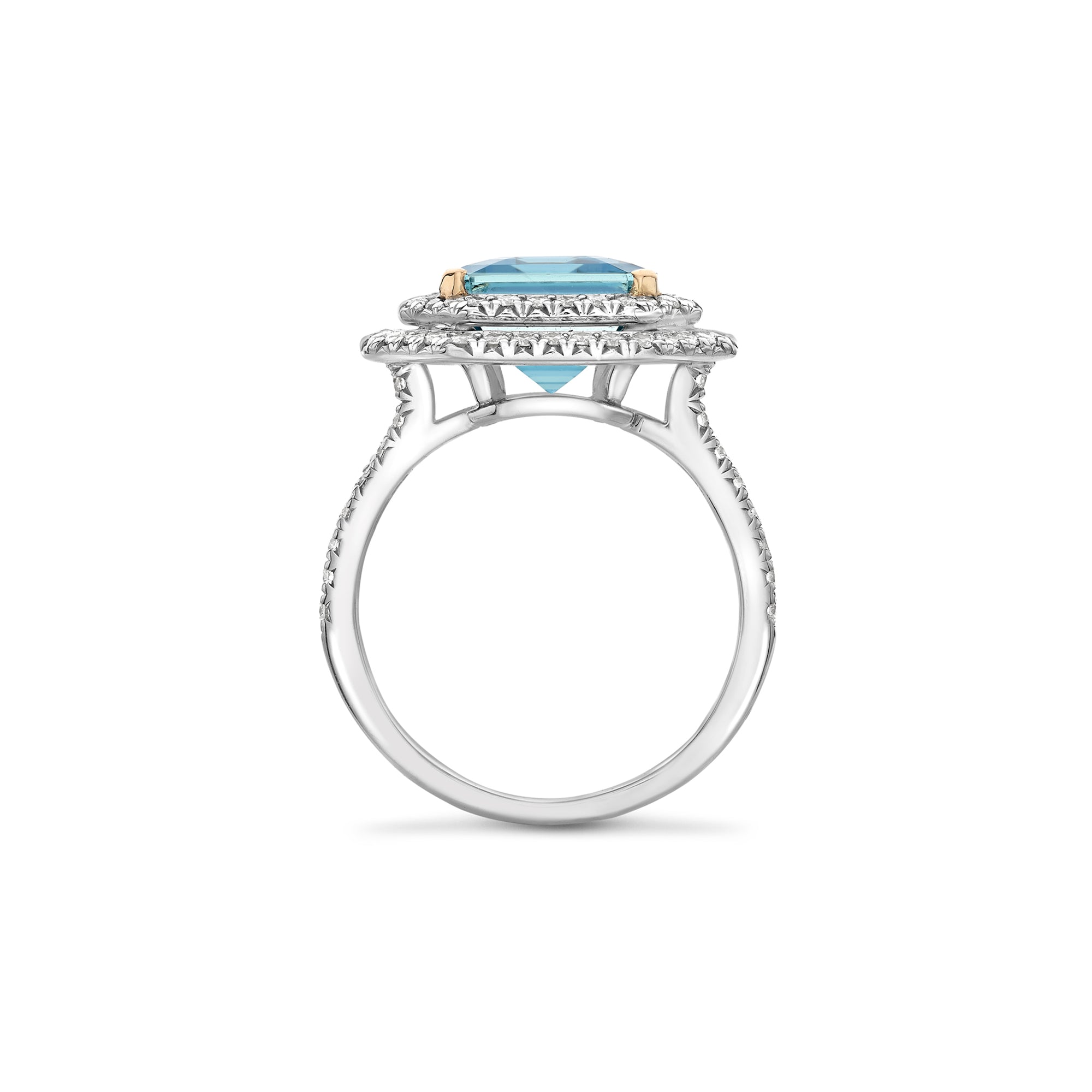 Vintage Octagonal Aquamarine Platinum Ring