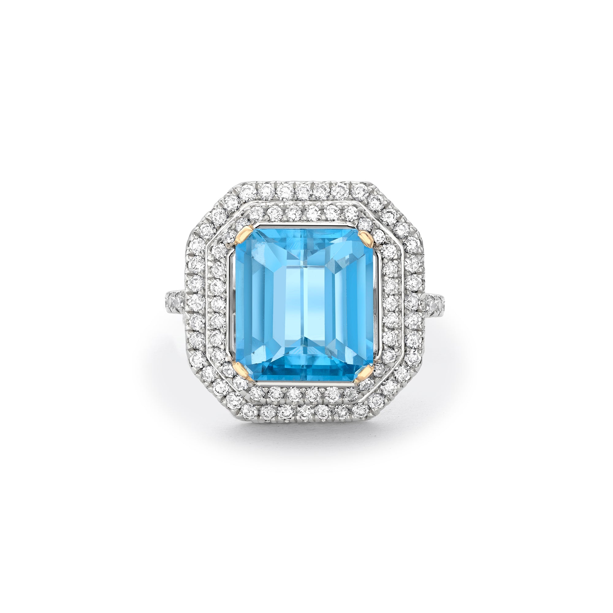 Vintage Octagonal Aquamarine Platinum Ring