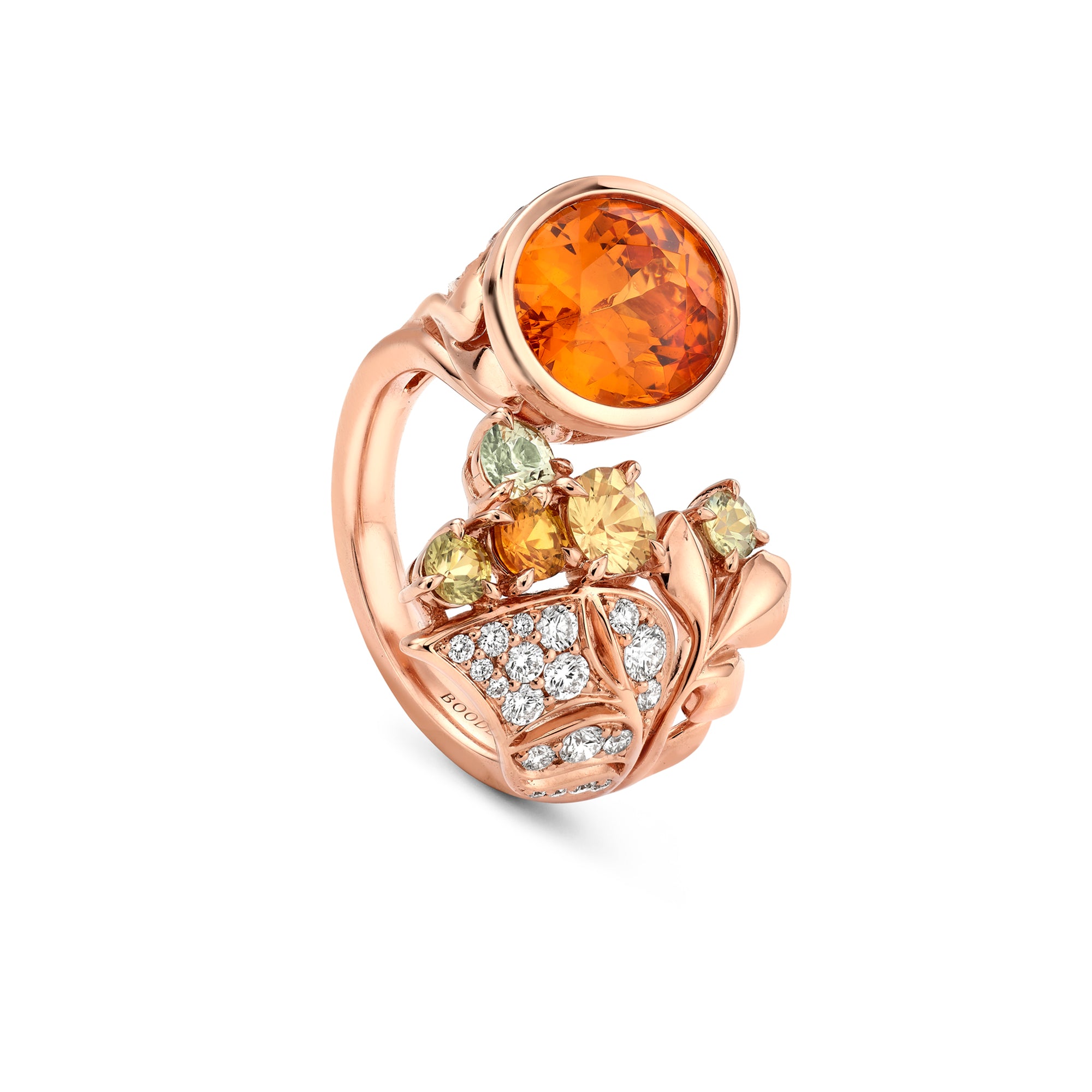 Boodles The Palace Collection Silk Mantua Oval Mandarin Garnet Rose Gold Ring