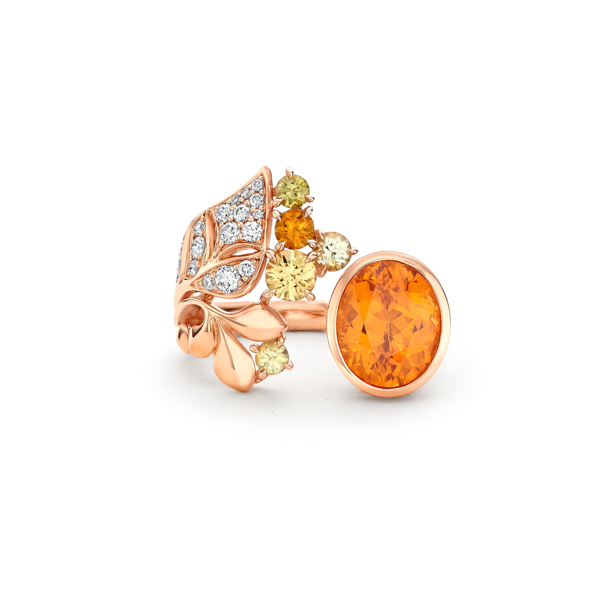 Boodles The Palace Collection Silk Mantua Oval Mandarin Garnet Rose Gold Ring