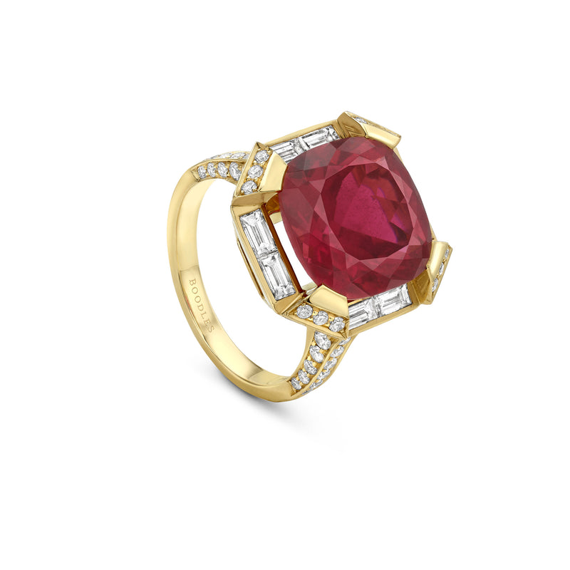 Florentine Rubellite Tourmaline Yellow Gold Ring