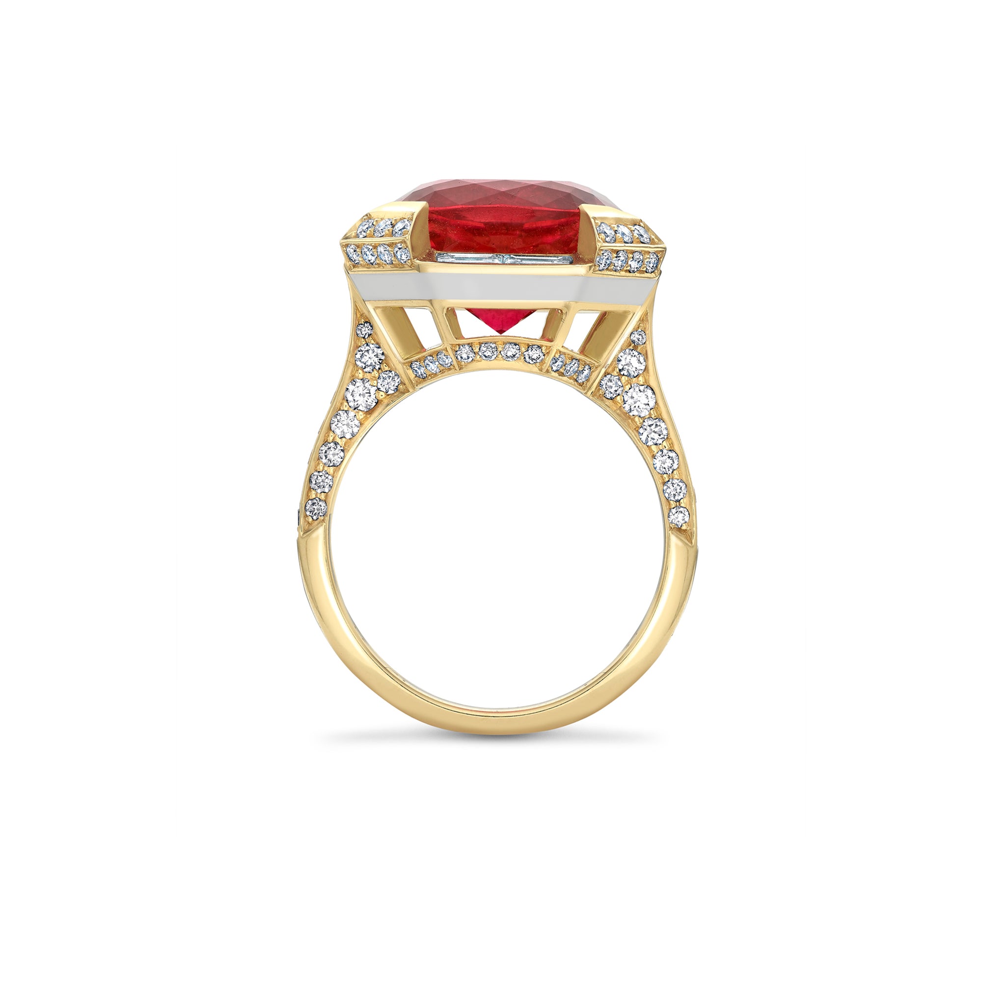 Florentine Rubellite Tourmaline Yellow Gold Ring