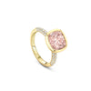 Florentine Dolce Vita Cushion Morganite Yellow Gold Ring