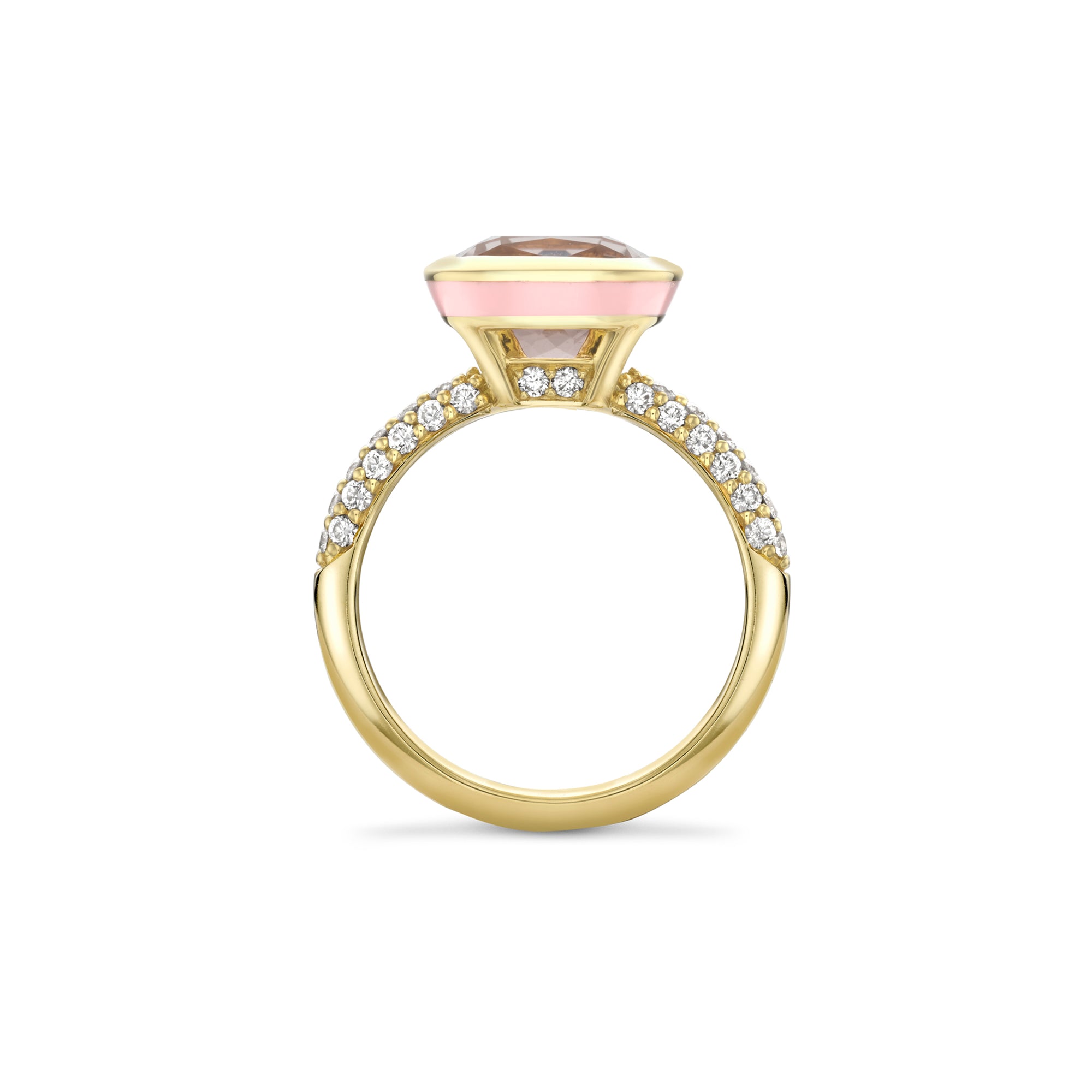 Florentine Dolce Vita Cushion Morganite Yellow Gold Ring