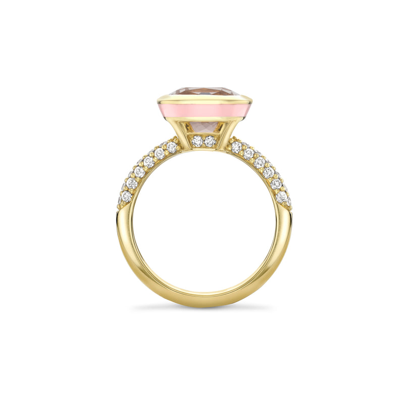 Florentine Dolce Vita Cushion Morganite Yellow Gold Ring