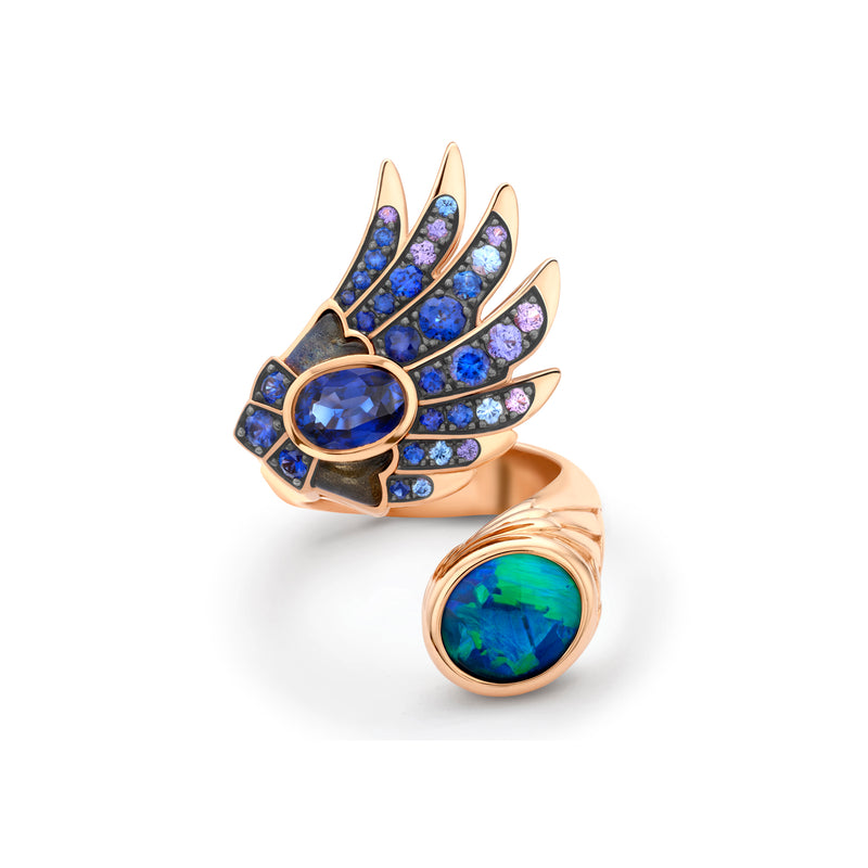 The Palace Collection Raven's Watch Gemini Cabochon Opal Ring