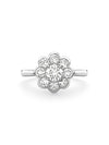 Classic Diamond Cluster Scalloped Platinum Ring