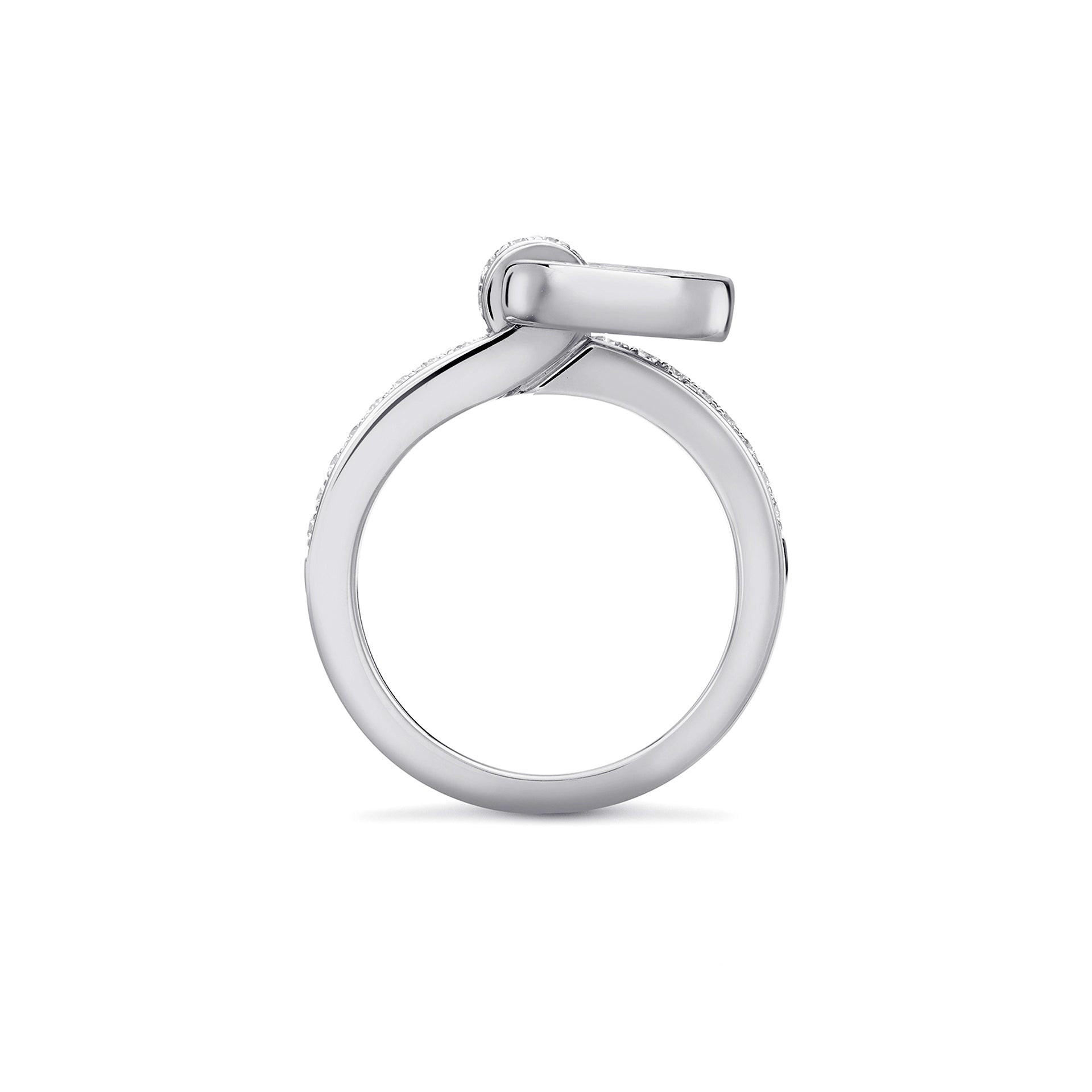 Roulette Pavé Diamond Band White Gold Flip Ring