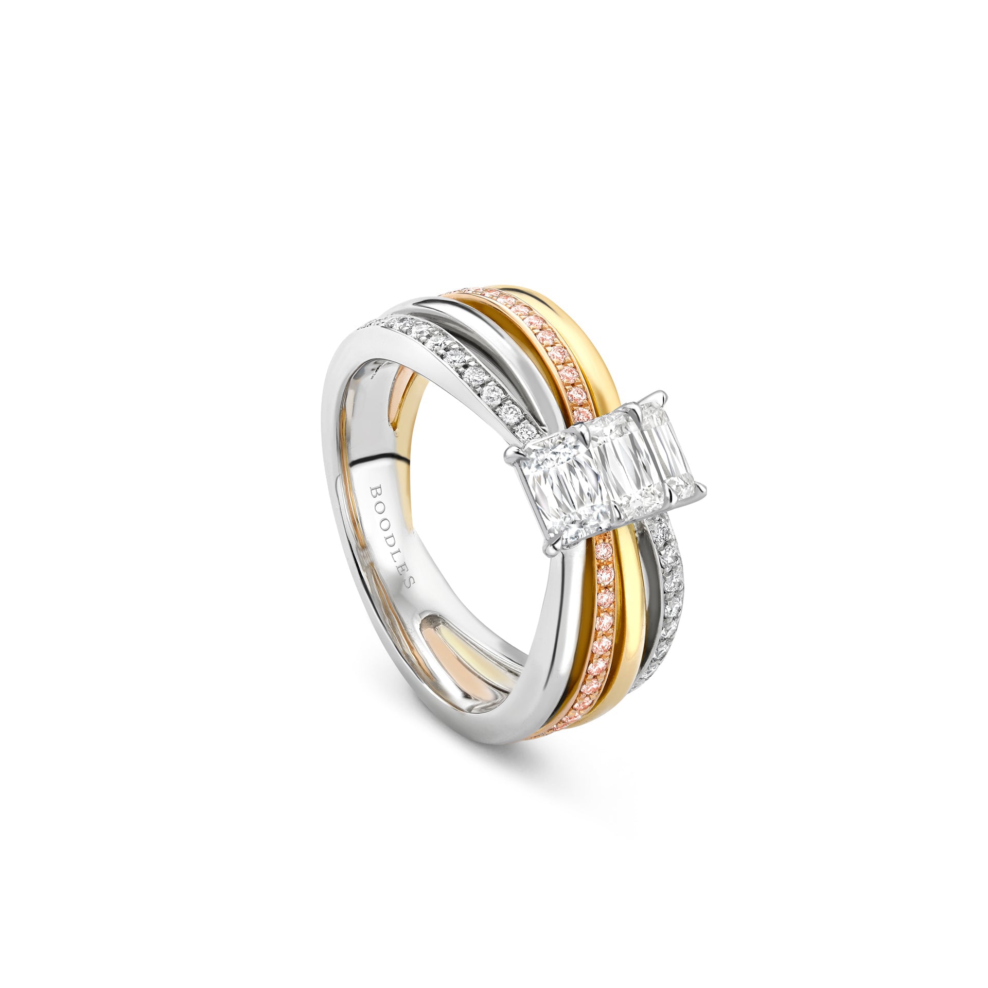 Ribbons Ashoka Tri Colour Diamond Ring