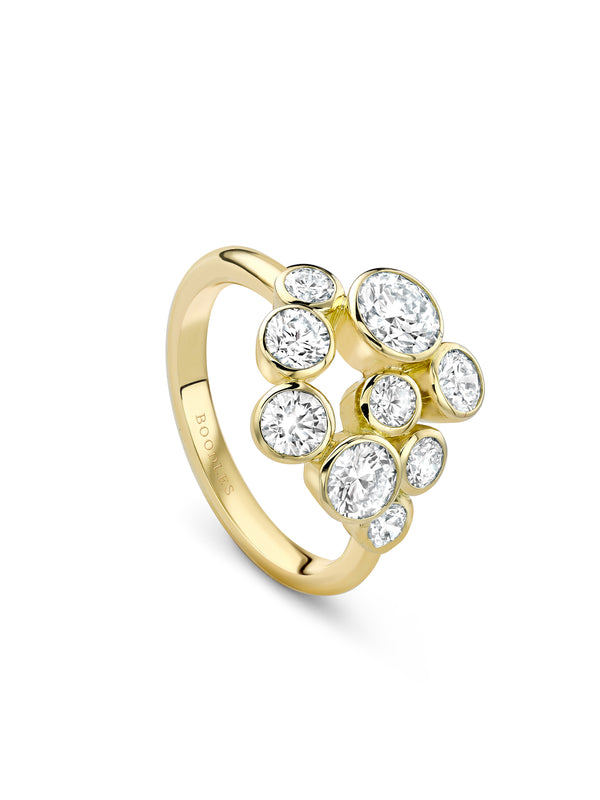 Raindance Yellow Gold Diamond Cluster Ring