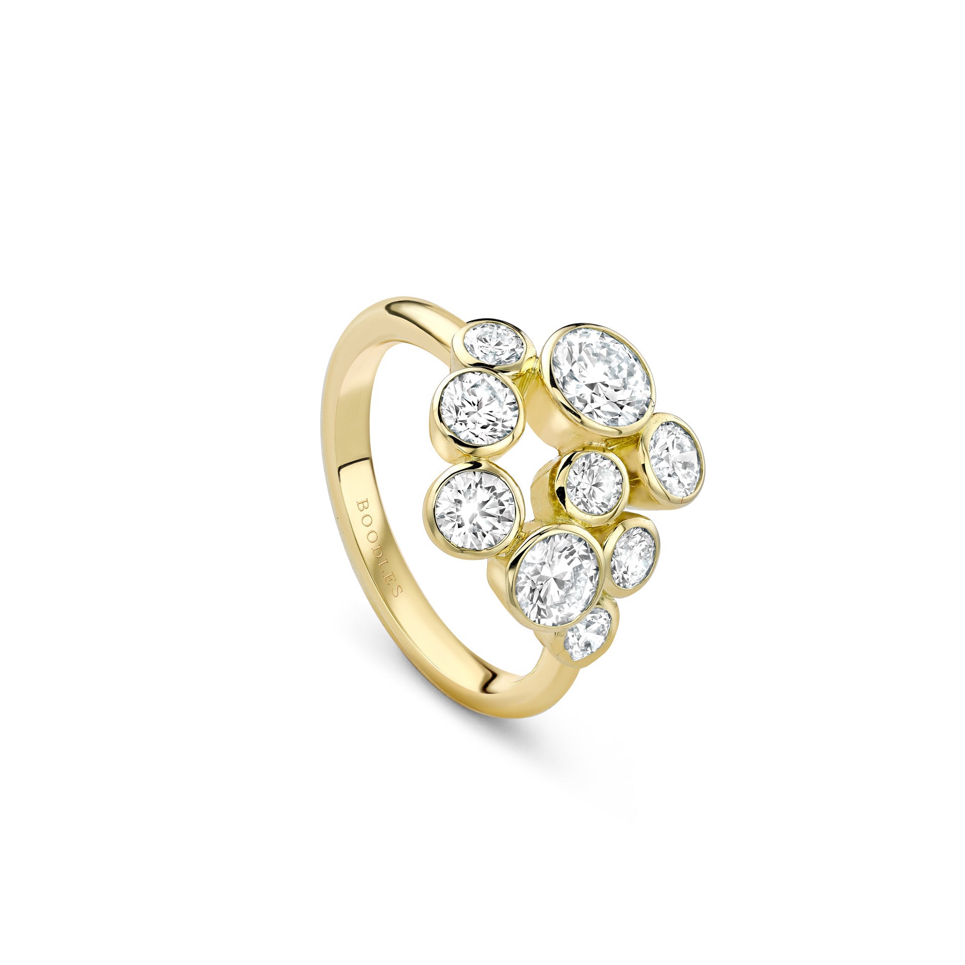 Raindance Yellow Gold Diamond Cluster Ring