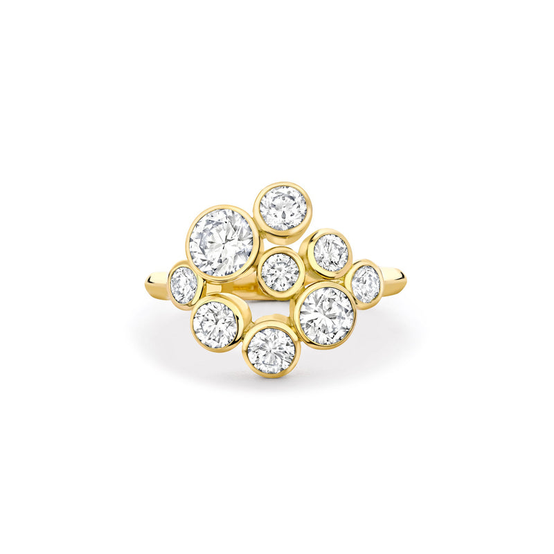 Raindance Yellow Gold Diamond Cluster Ring
