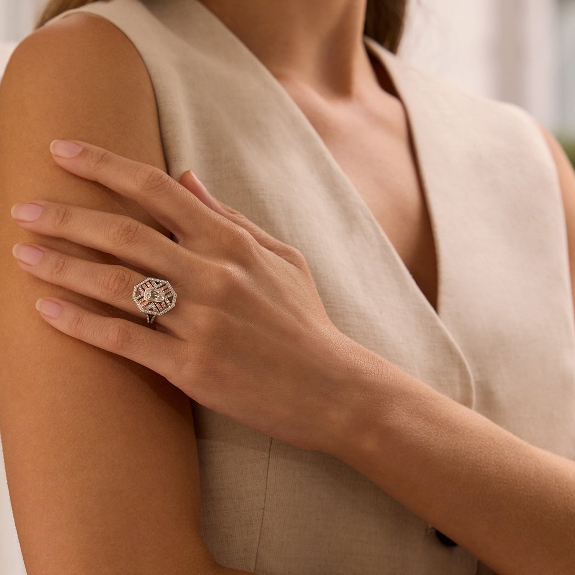 Fifth Avenue Ashoka Diamond Platinum Ring