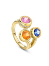 Beach Three Stone Yellow Gold Ring
