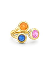 Beach Three Stone Yellow Gold Ring