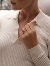 Beach Three Stone Sapphire Garnet Tanzanite Yellow Gold Ring