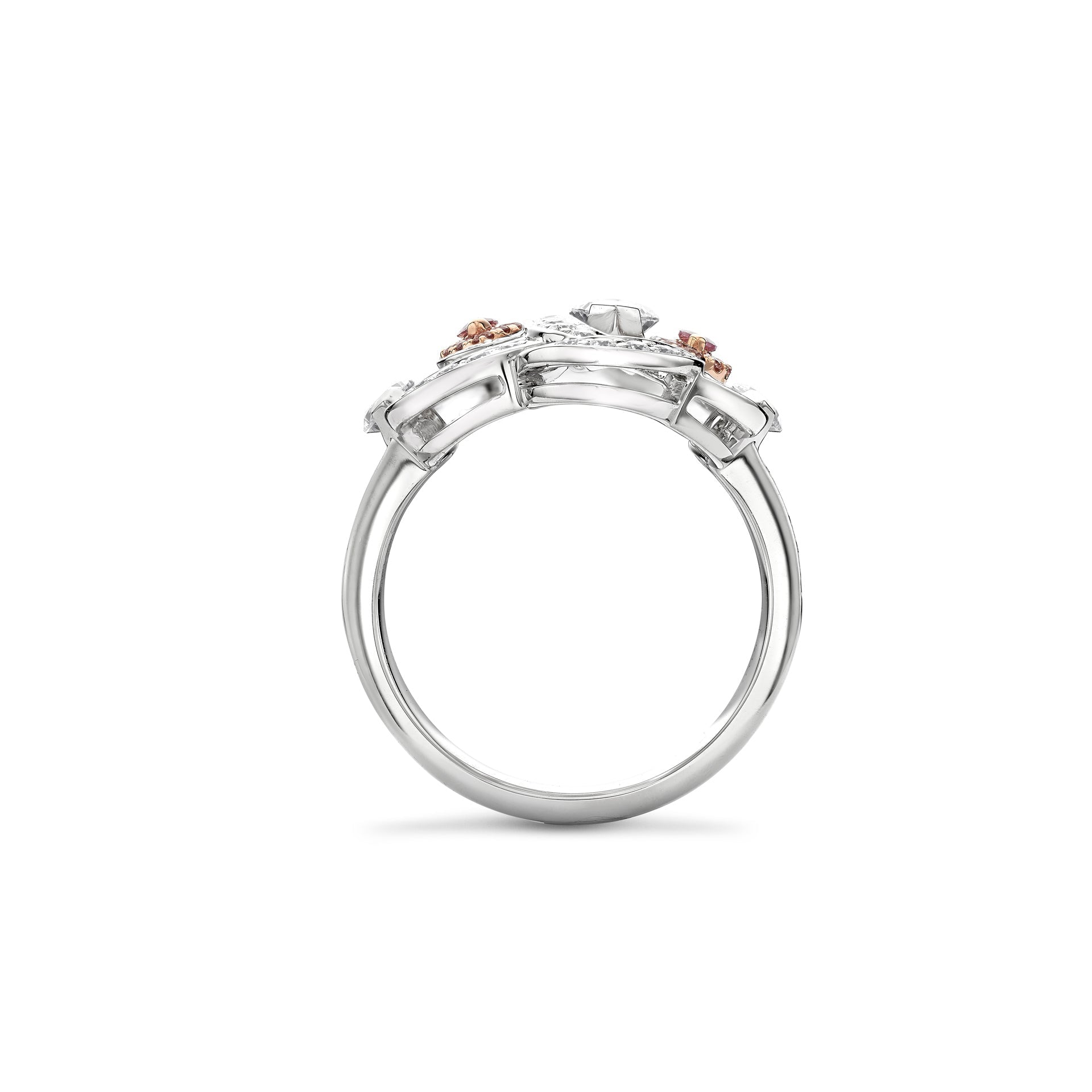 Secret Garden Platinum Marquise Pink and White Diamond Ring