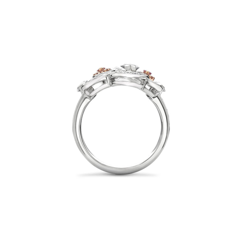 Secret Garden Platinum Marquise Pink and White Diamond Ring