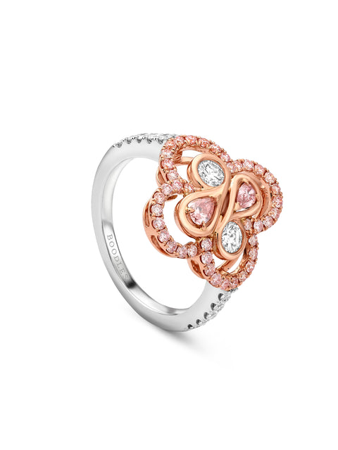 Be Boodles Pink and White Diamond Ring