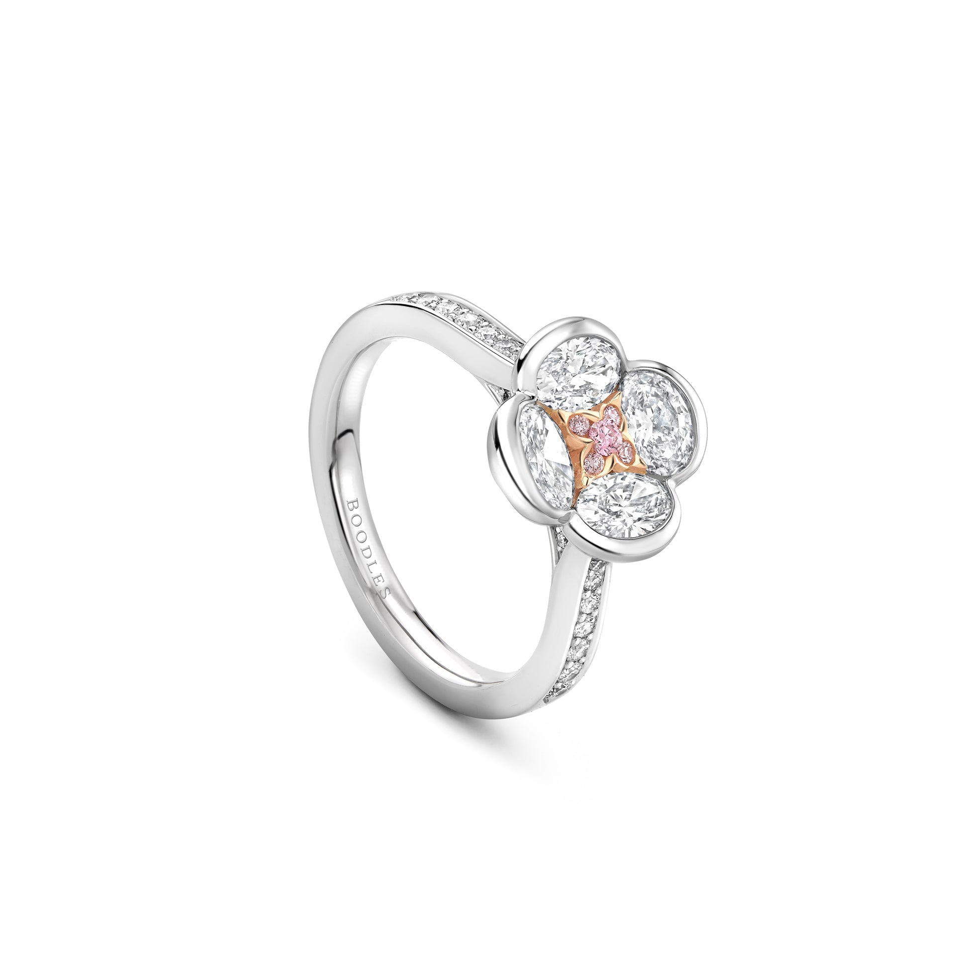 The Rose Pink and White Diamond Platinum Ring